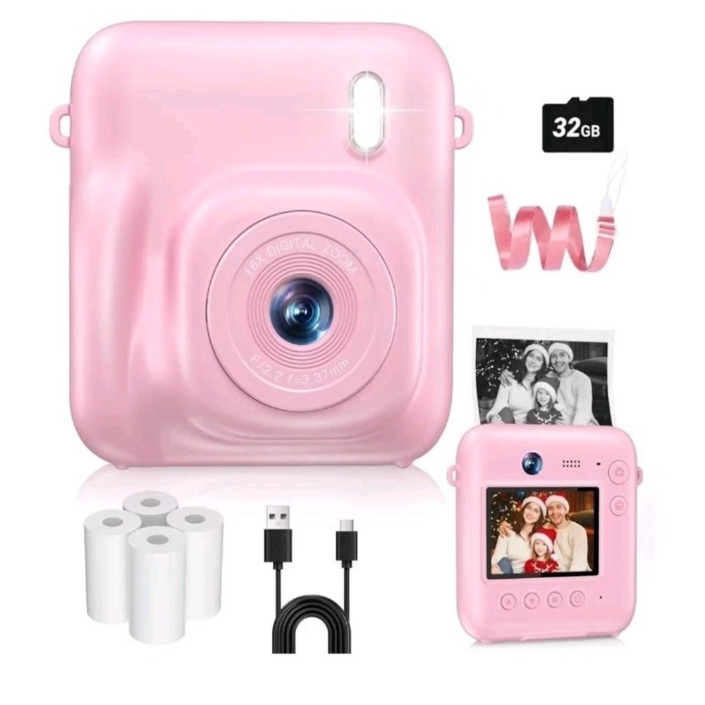 Instant Print Digital Camera Pink DC506 for Kids